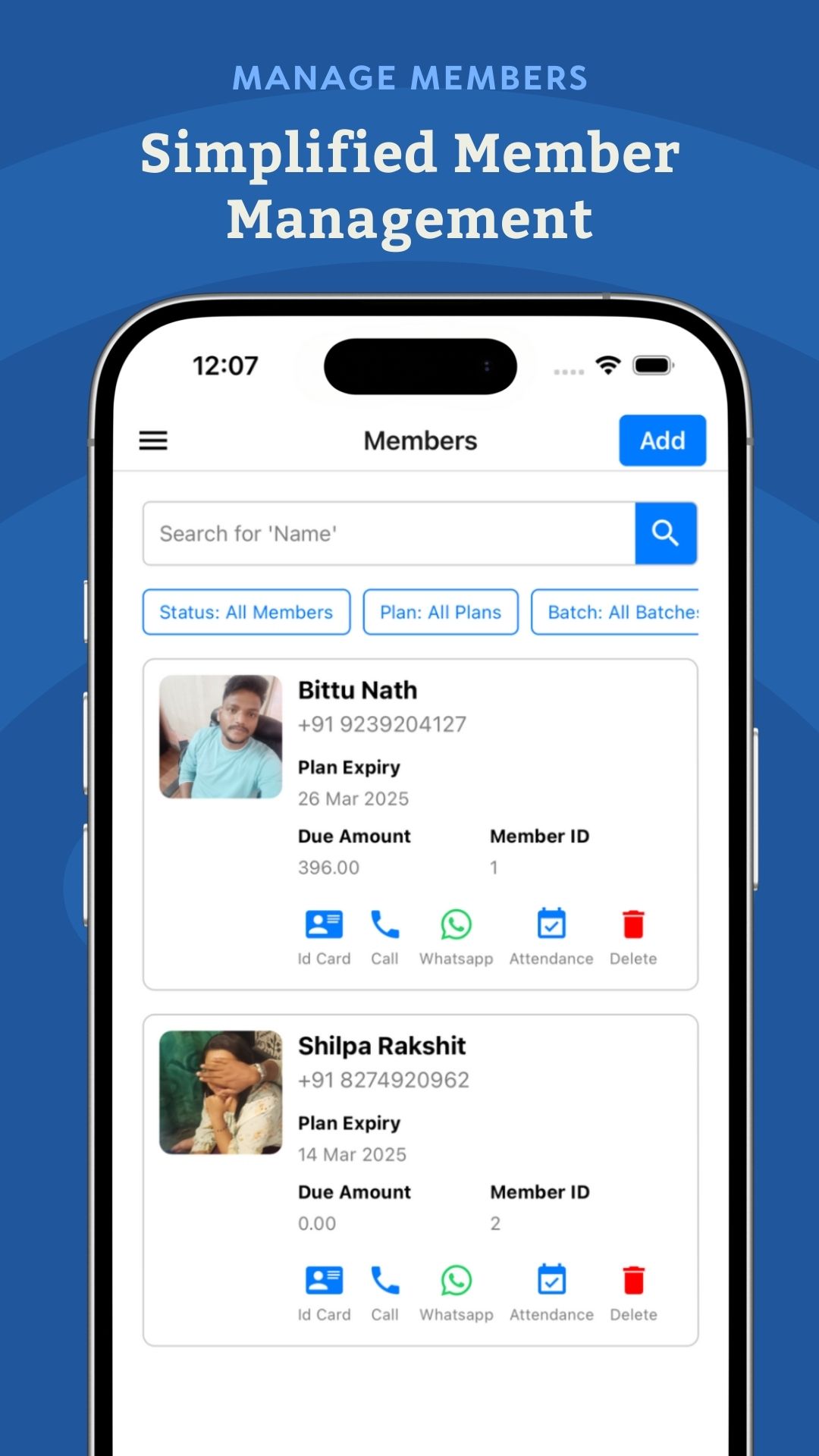 Gymzee member dashboard screenshot
