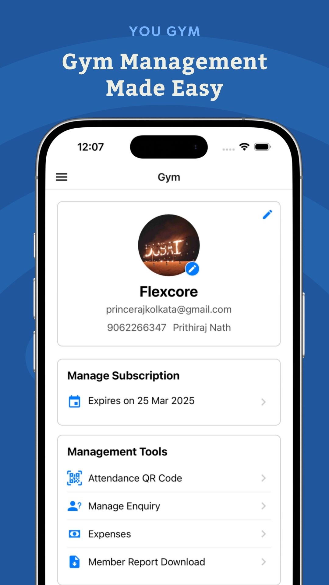 Gymzee payment and invoices screenshot